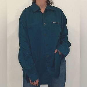 Dark teal Grizzly mens button down